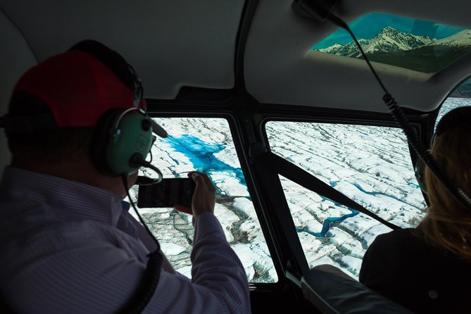 Alaska Helicopter and Glacier Dogsled Tour - ANCHORAGE AREA - The return flight through lower glaciers