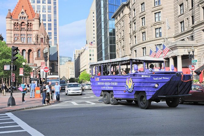Boston Duck Boat Sightseeing City Tour with Cruise Along Charles River - Back Bay: Copley Square, Newbury Street, and the library
