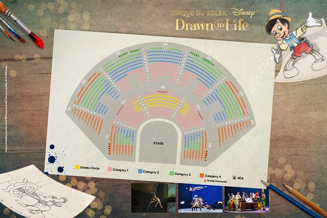 Drawn to Life presented by Cirque du Soleil and Disney - Seating, ticket categories, and the value of $76.34