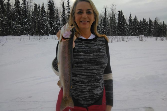 Fairbanks Ice Fishing Expedition in a Heated Cabin with Fish Cookout - Learning the basics from the guide