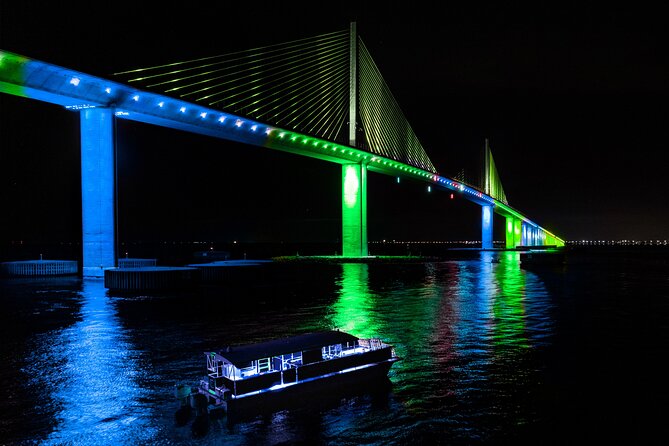 Island Sunset and Skyway Light Show - 3hr Boat Cruise in St. Pete - The Sunshine Skyway Bridge after dark