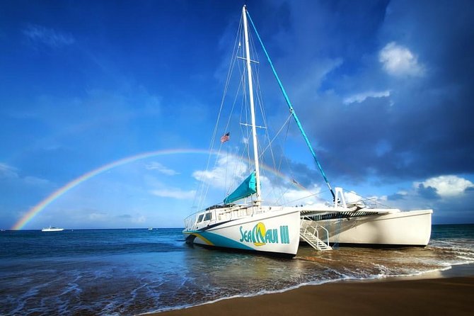 Maui Premium Sunset Dinner Cruise from Ka’anapali Beach - Boarding A Catamaran From The Sand