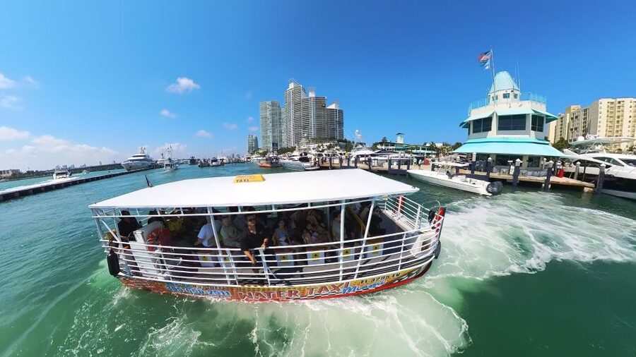 Miami Skyline Cruise of Millionaire Homes - Finding the Water Taxi Miami Dock at Bayside