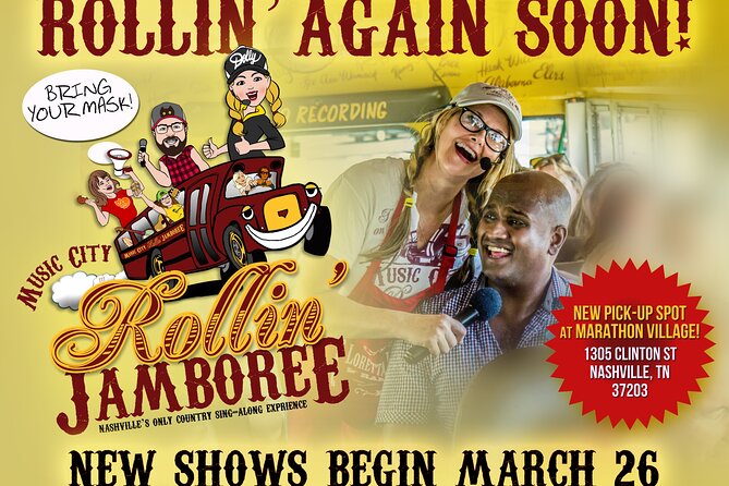 Nashville Rollin Jamboree Comedy & Country Music Sing-Along Tour - Downtown Nashville from a rolling stage