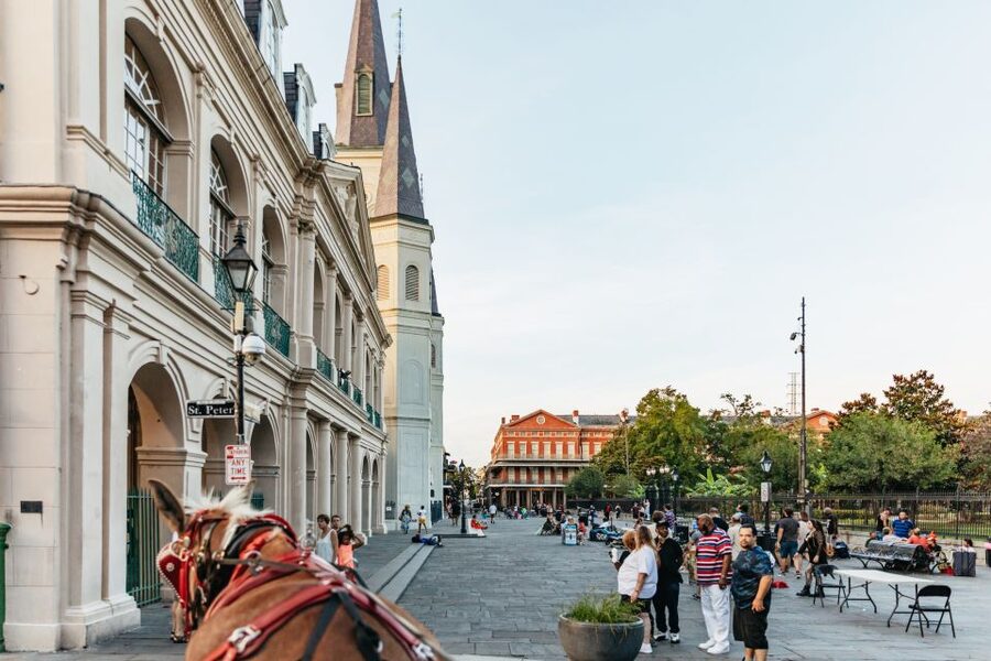 New Orleans: French Quarter Sightseeing Carriage Ride - Rolling past St. Louis Cathedral and Jackson Square