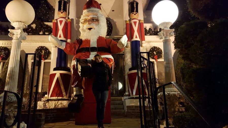 New York City: Dyker Heights Christmas Lights Tour - Walking through Dyker Heights after dark
