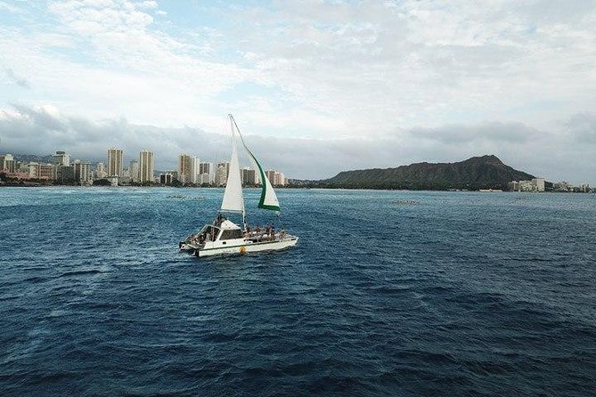 Oahu Catamaran Waikiki Sunset on 40 Foot Catamaran: Food and BYOB - Diamond Head from an offshore angle