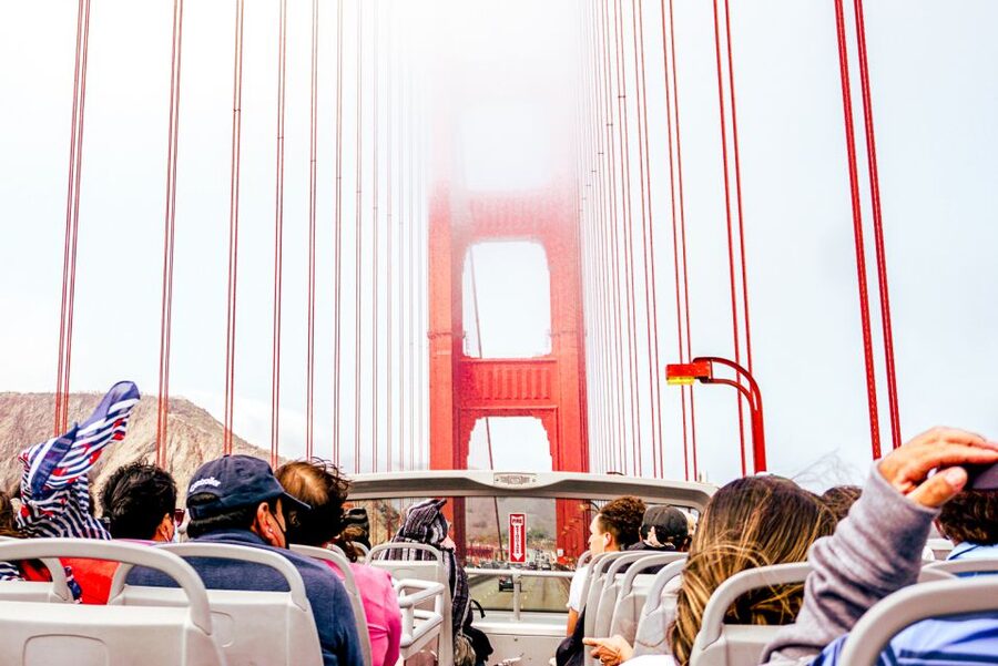 San Francisco: Hop-On Hop-Off Sightseeing Tour with 17 Stops - The Golden Gate Bridge Vista Point and the bridge crossing